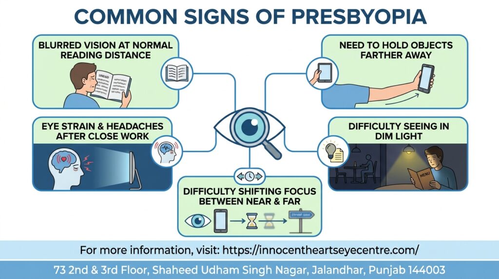Common signs of presbyopia