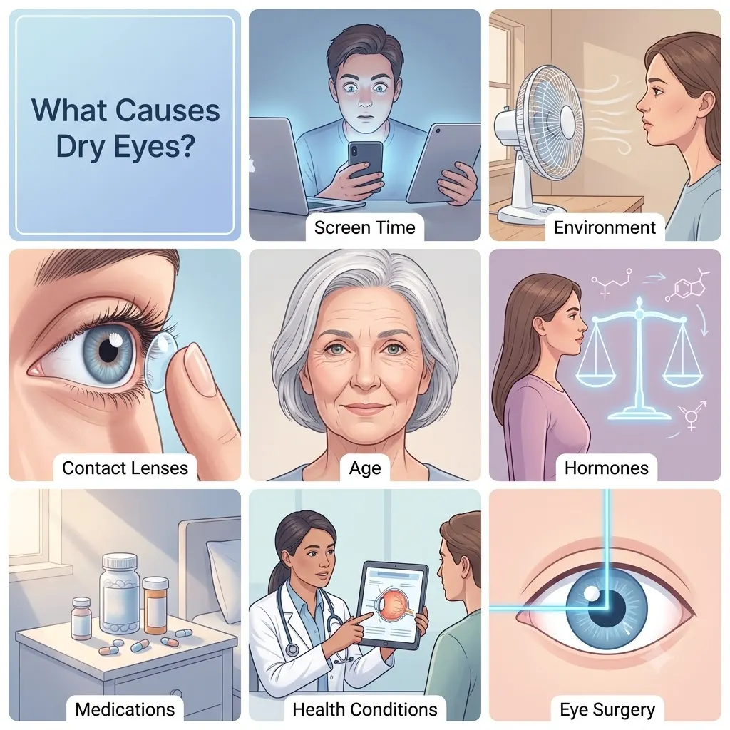 Dry Eyes: Causes, Symptoms, Treatment and How to Prevent Eye Dryness 3 causes of dry eyes