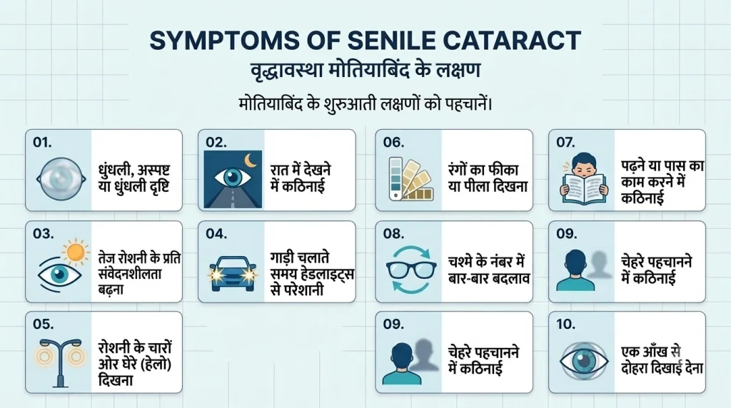 senile cataract symptoms in hindi